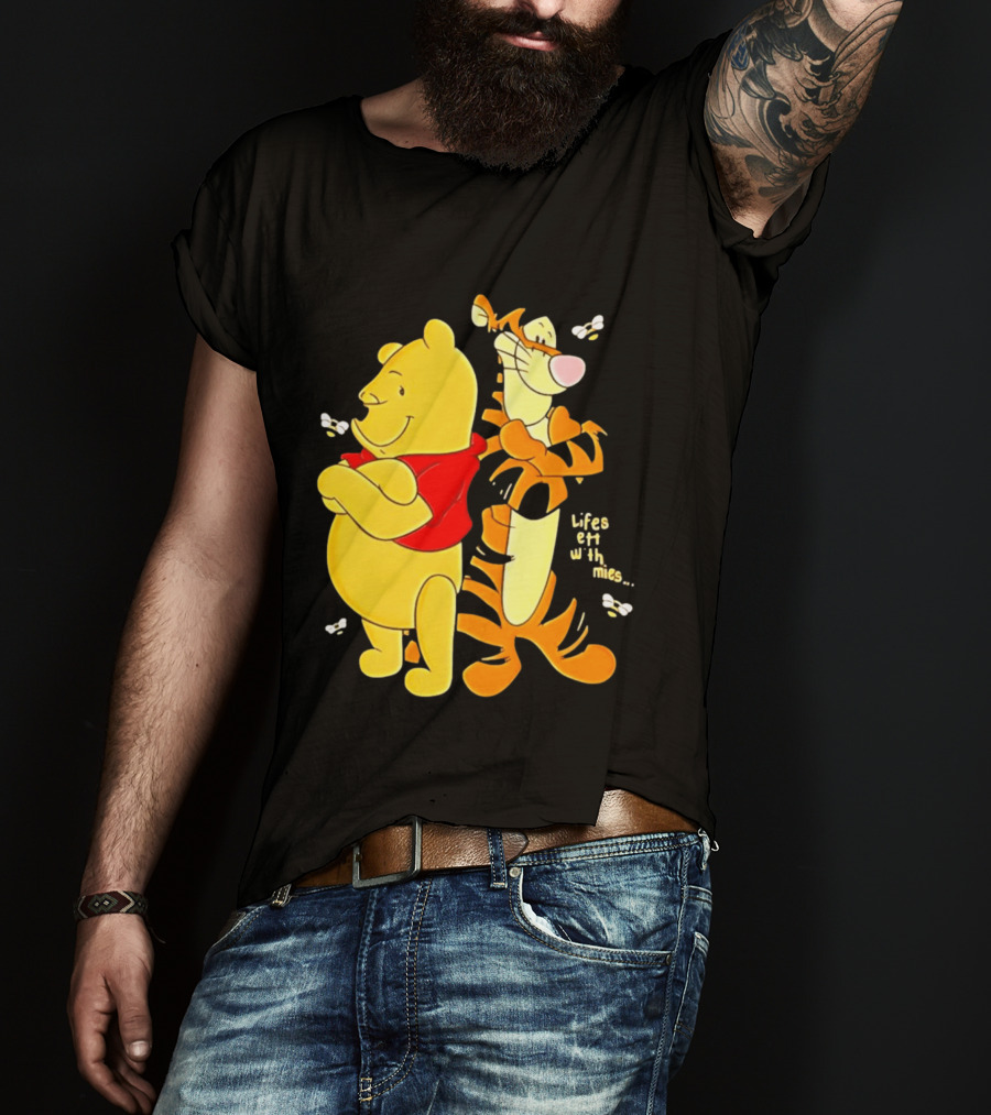 Lifes Better With Homies Winnie The Pooh And Tigger Bees T-Shirt