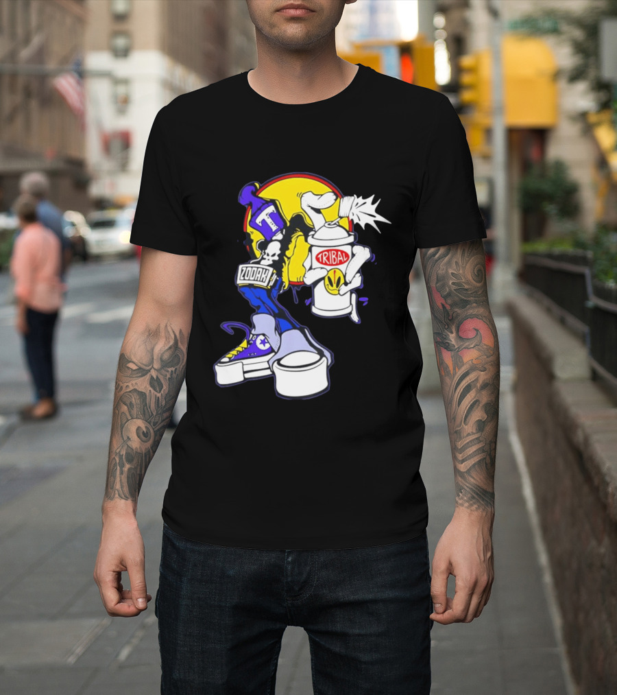 Tribal Zodak Graffiti Urban Streetwear Style Retro Hip Hop T-Shirt