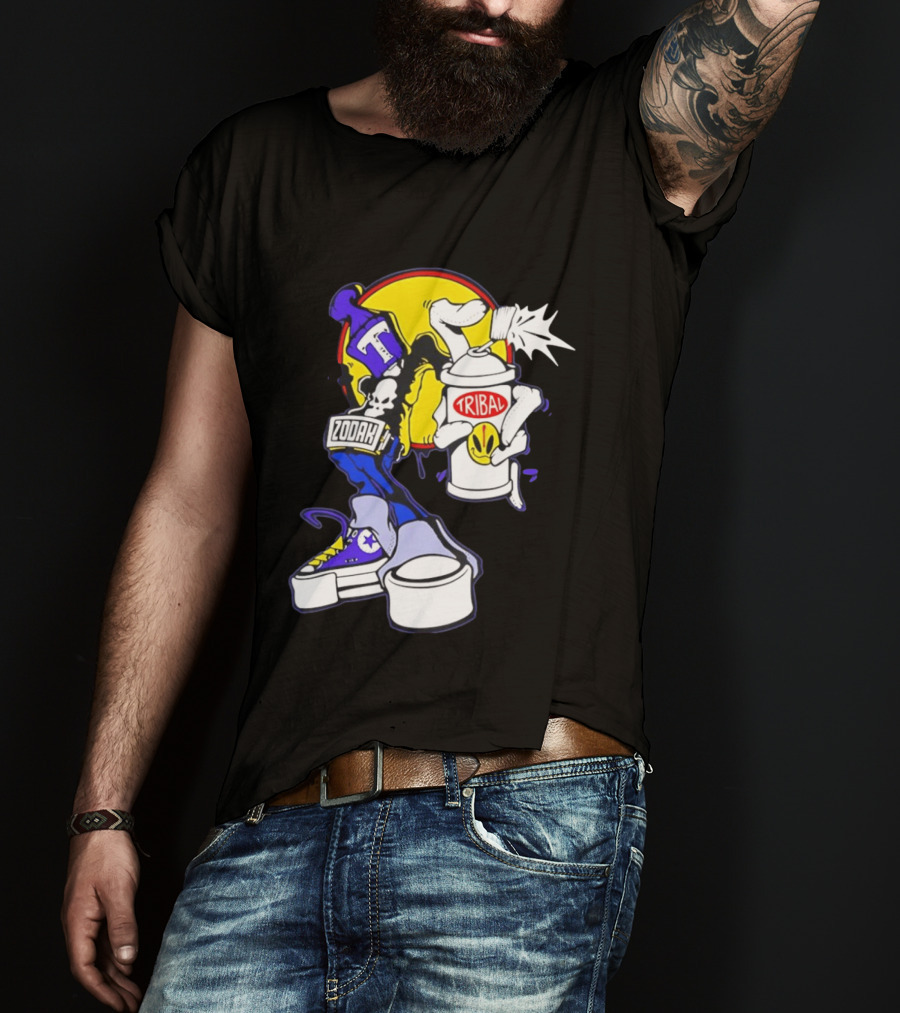 Tribal Zodak Graffiti Urban Streetwear Style Retro Hip Hop T-Shirt