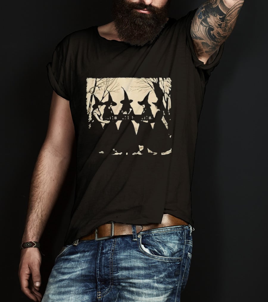 Witch Girls Will Be Girls Tree Silhouettes And Stars T-Shirt