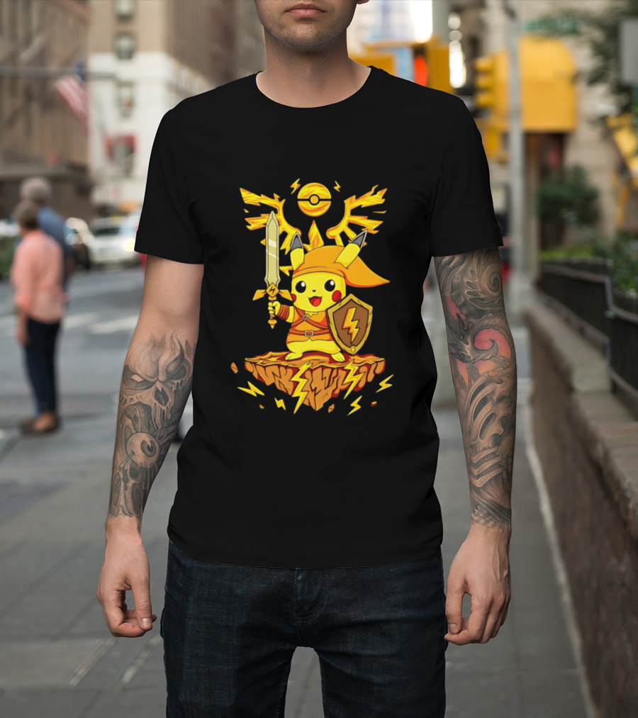Pikachu Of Link Legend Of Electric Sword And Lightning Shield T-Shirt