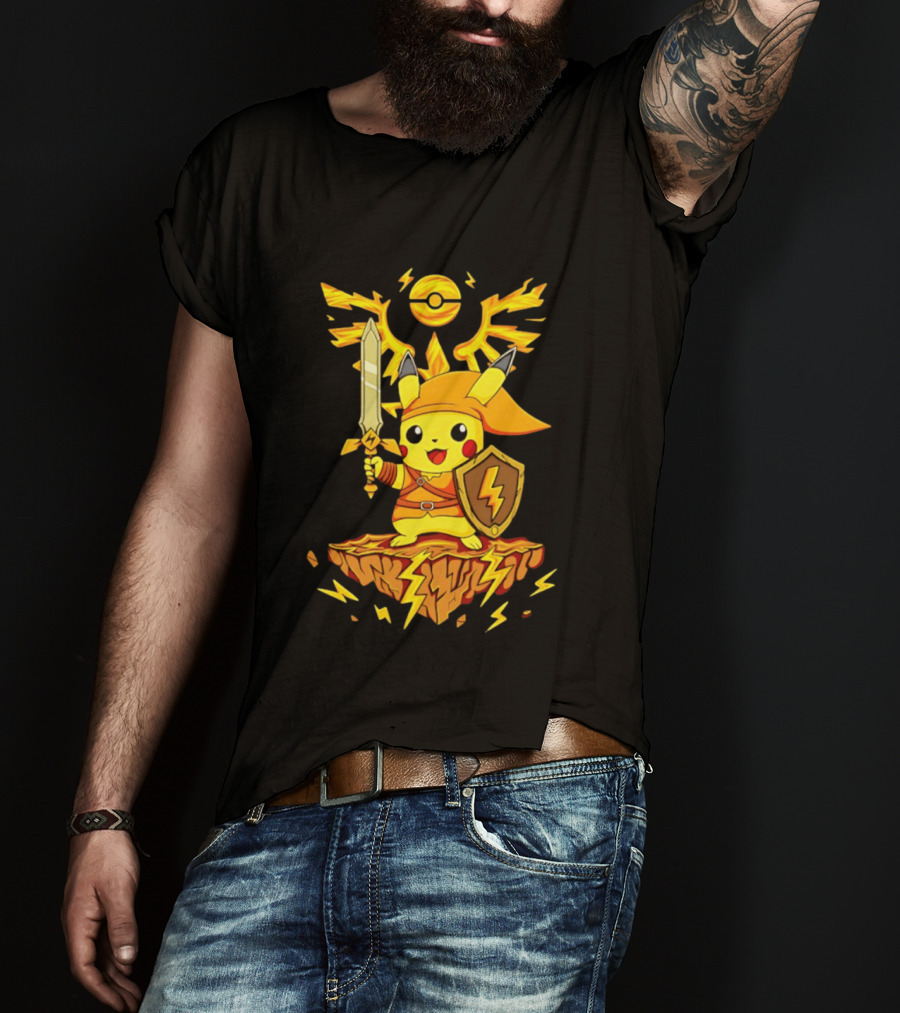 Pikachu Of Link Legend Of Electric Sword And Lightning Shield T-Shirt