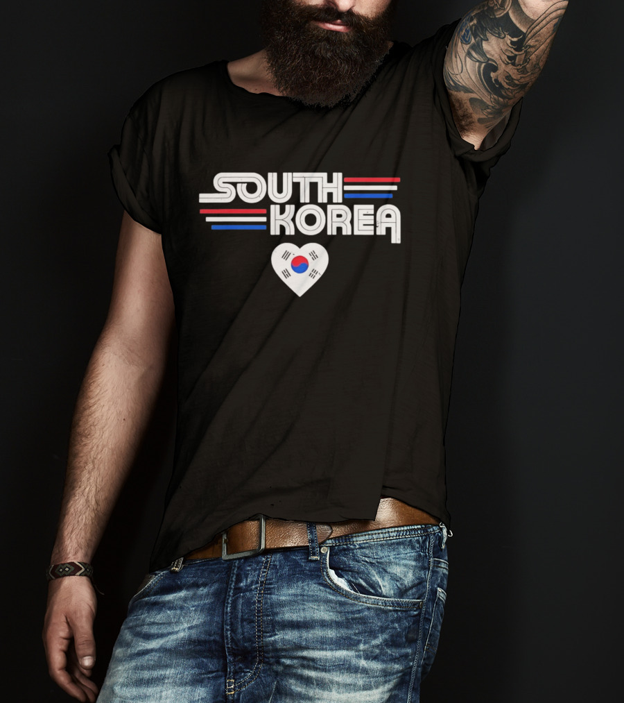 South Korea Heart Flag With Red And Blue Stripes T-Shirt