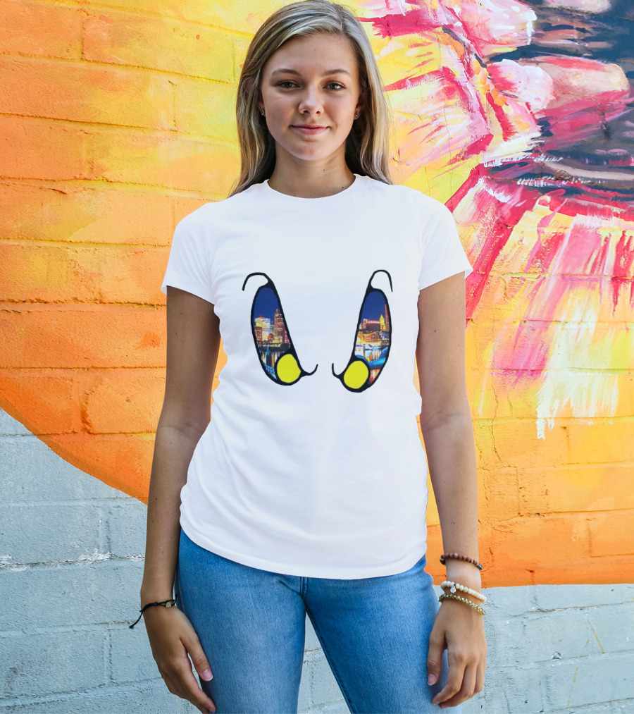 Boston Nightlife Cityscape Reflection In Eyes T-Shirt