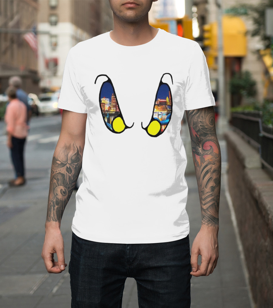 Boston Nightlife Cityscape Reflection In Eyes T-Shirt