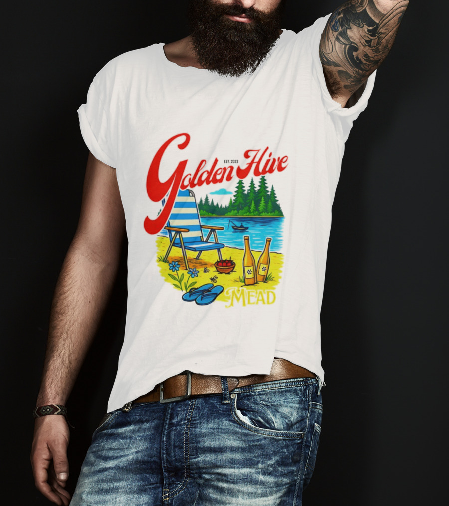 Golden Hive Mead Est 2023 Lakefront Bliss Vintage Escape T-Shirt
