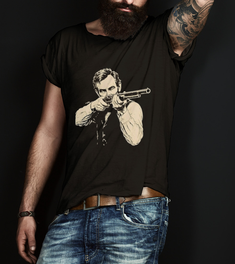 Abraham Lincoln With Lever Action Rifle Famous United States President T-Shirt