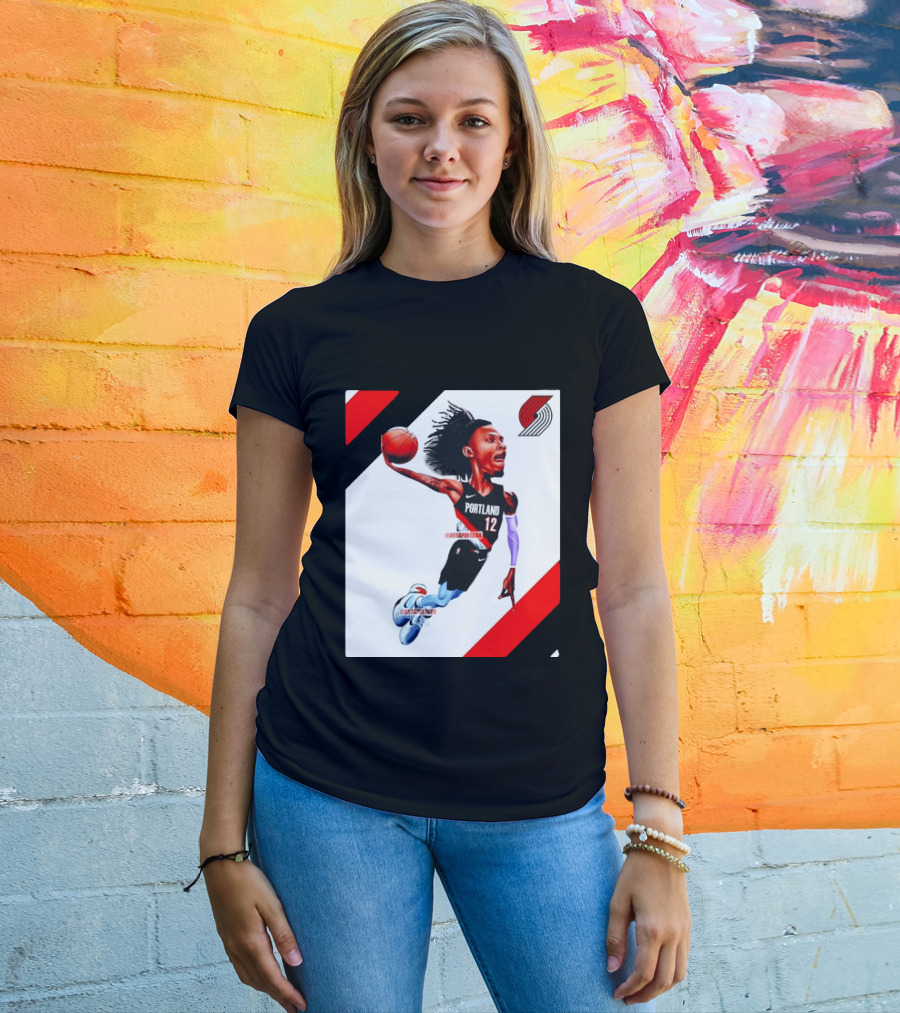 Portland Trail Blazers Ja Morant Crossover Art Dunking Basketball Player Jersey 12 T-Shirt