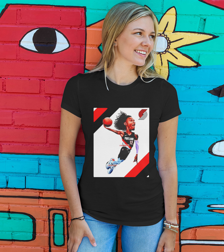 Portland Trail Blazers Ja Morant Crossover Art Dunking Basketball Player Jersey 12 T-Shirt