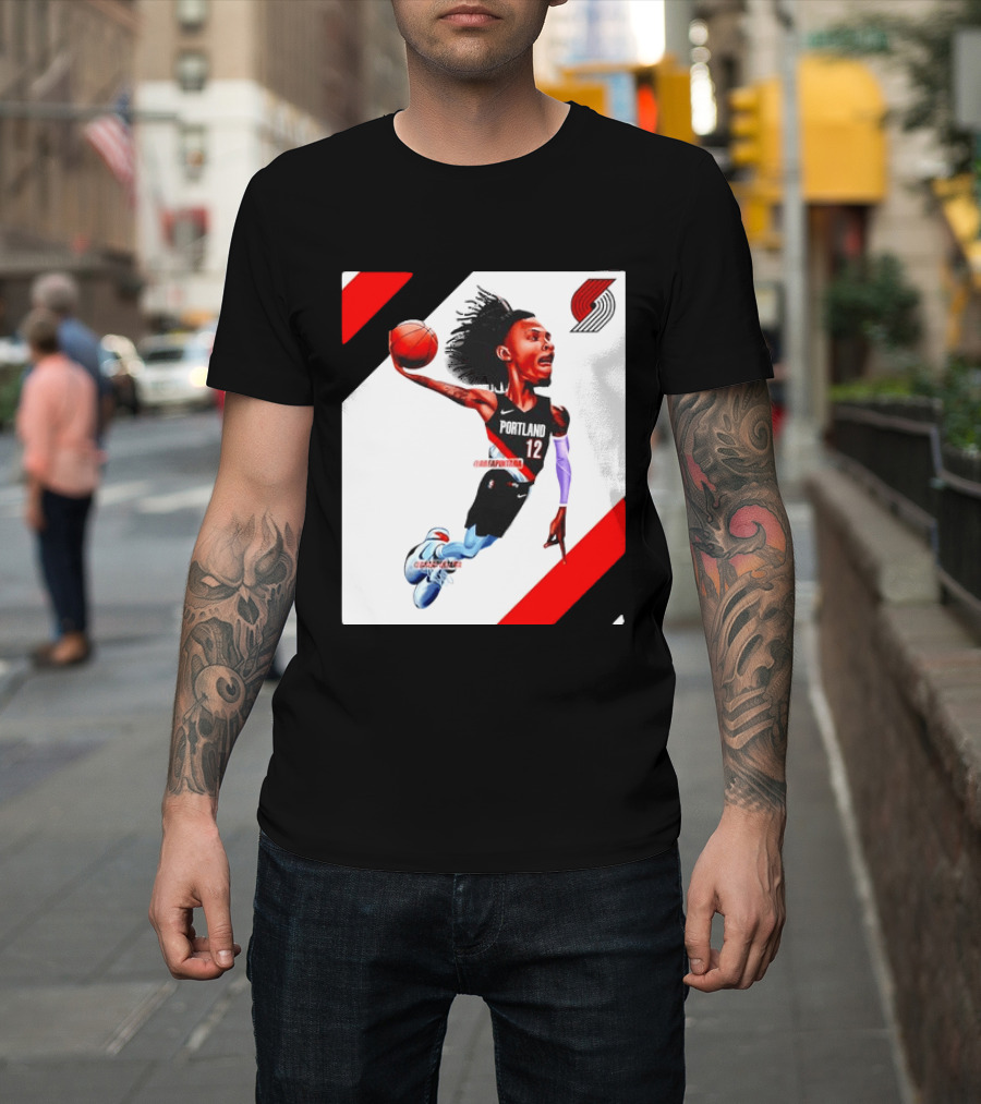 Portland Trail Blazers Ja Morant Crossover Art Dunking Basketball Player Jersey 12 T-Shirt
