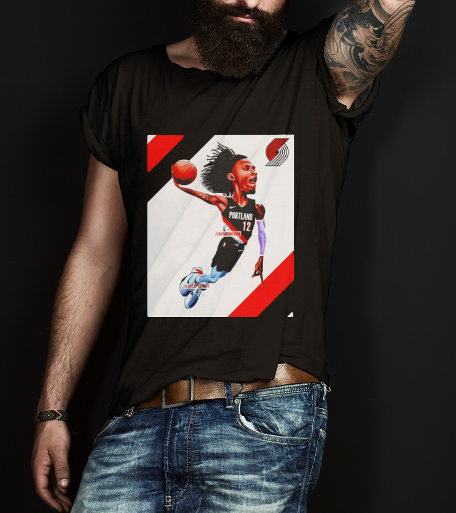 Portland Trail Blazers Ja Morant Crossover Art Dunking Basketball Player Jersey 12 T-Shirt