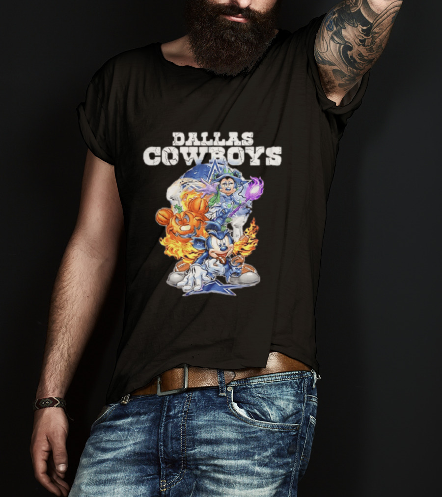 Dallas Cowboys Disney Halloween Mickey Pumpkin Magic Collaboration T-Shirt