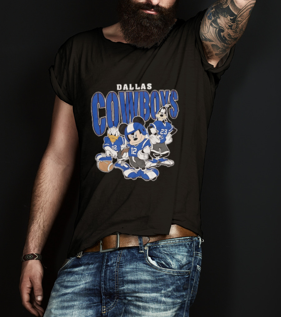 Dallas Cowboys Mickey Mouse Donald Duck Goofy Football Team Collaboration T-Shirt