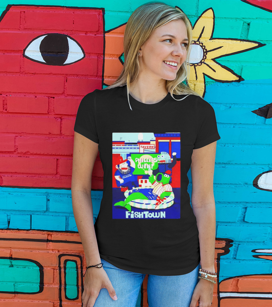 Phillies Win City Of Neighborhoods Fishtown Phillies Phanatic Tavern Scene T-Shirt