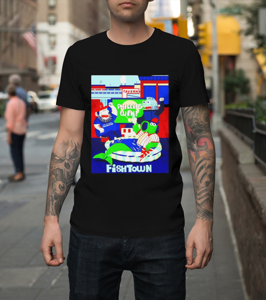 Phillies Win City Of Neighborhoods Fishtown Phillies Phanatic Tavern Scene T-Shirt