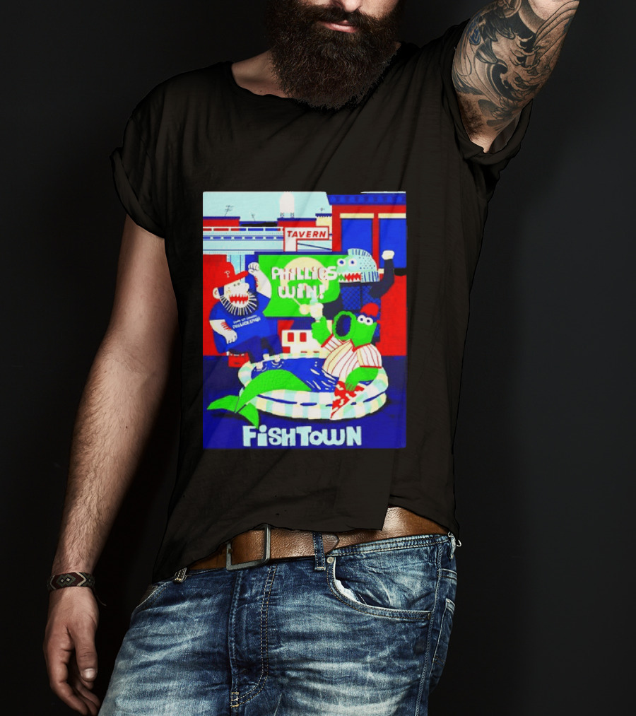 Phillies Win City Of Neighborhoods Fishtown Phillies Phanatic Tavern Scene T-Shirt