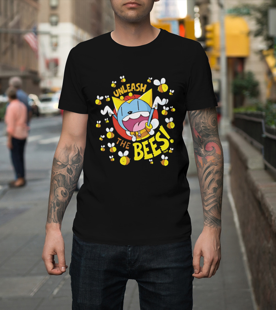 Unleash The Bees Looshkin Cartoon Character Honeycombs T-Shirt