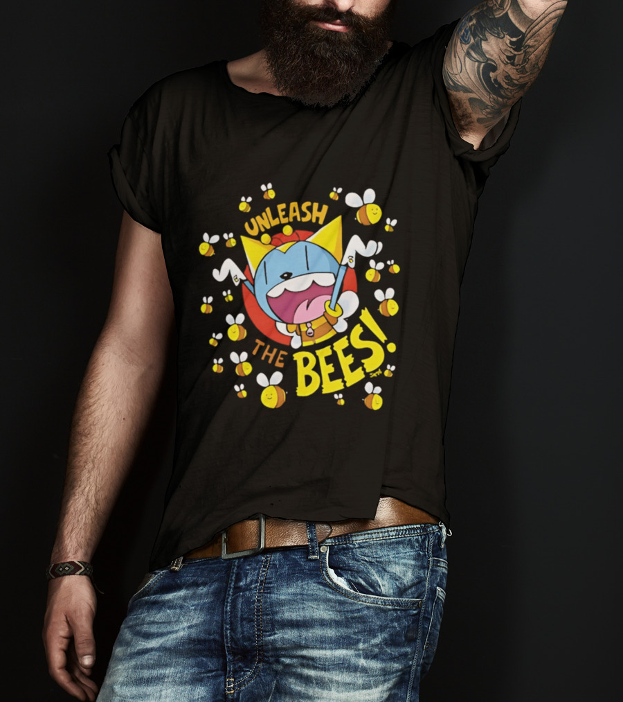 Unleash The Bees Looshkin Cartoon Character Honeycombs T-Shirt
