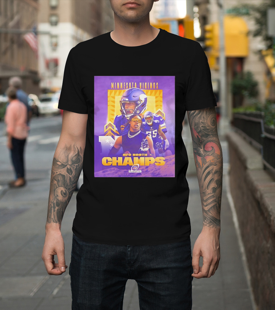 Minnesota Vikings NFC North Champs 2022 Playoffs Celebration T-Shirt