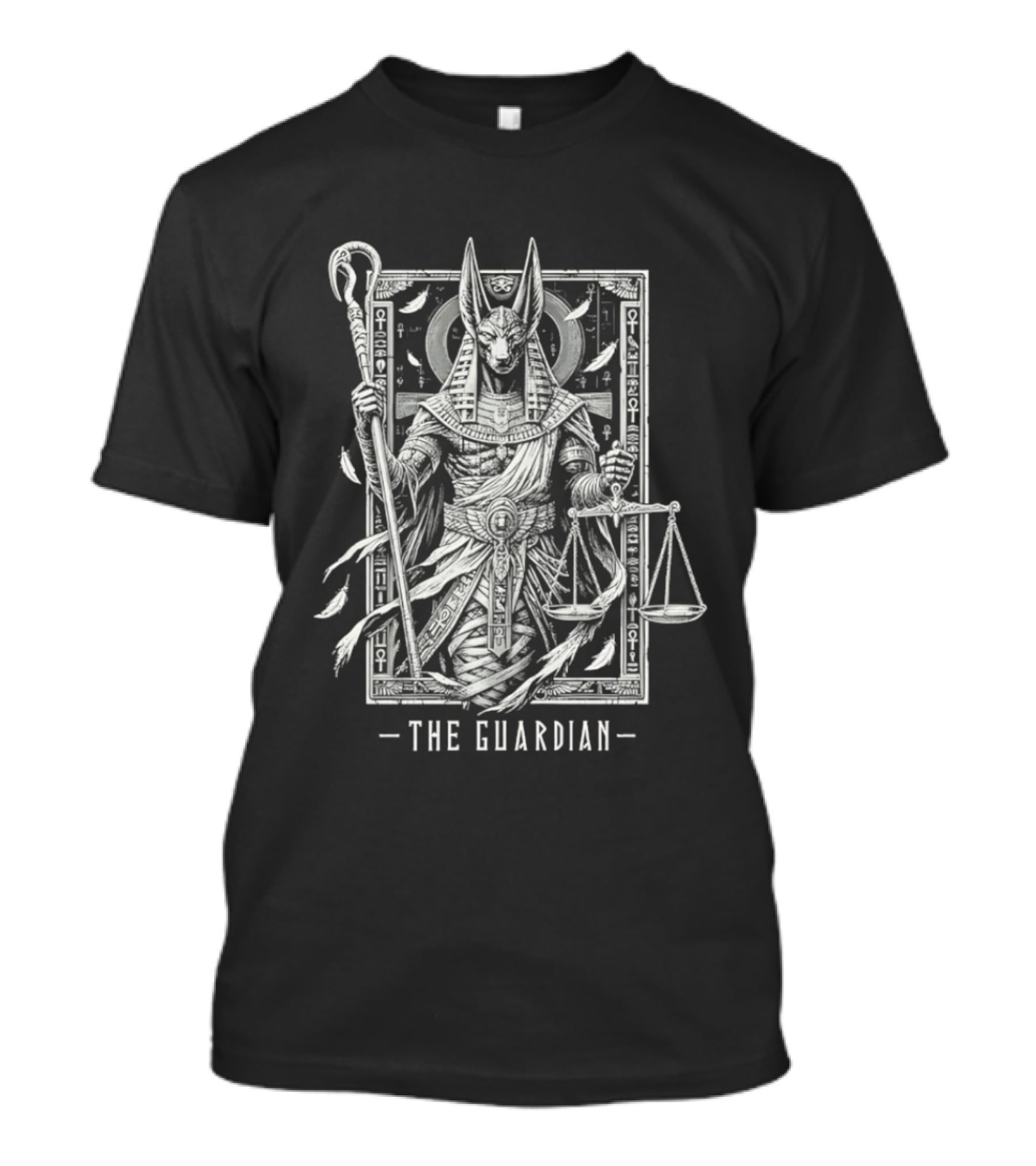 The Guardian Anubis Egyptian Mythology Symbolism With Scales And Ankh T-Shirt