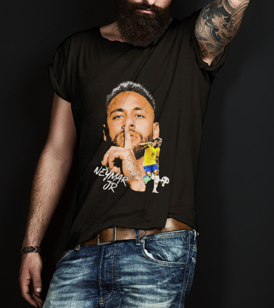 Neymar Jr Brazil National Team Shhh Soccer Collage T-Shirt