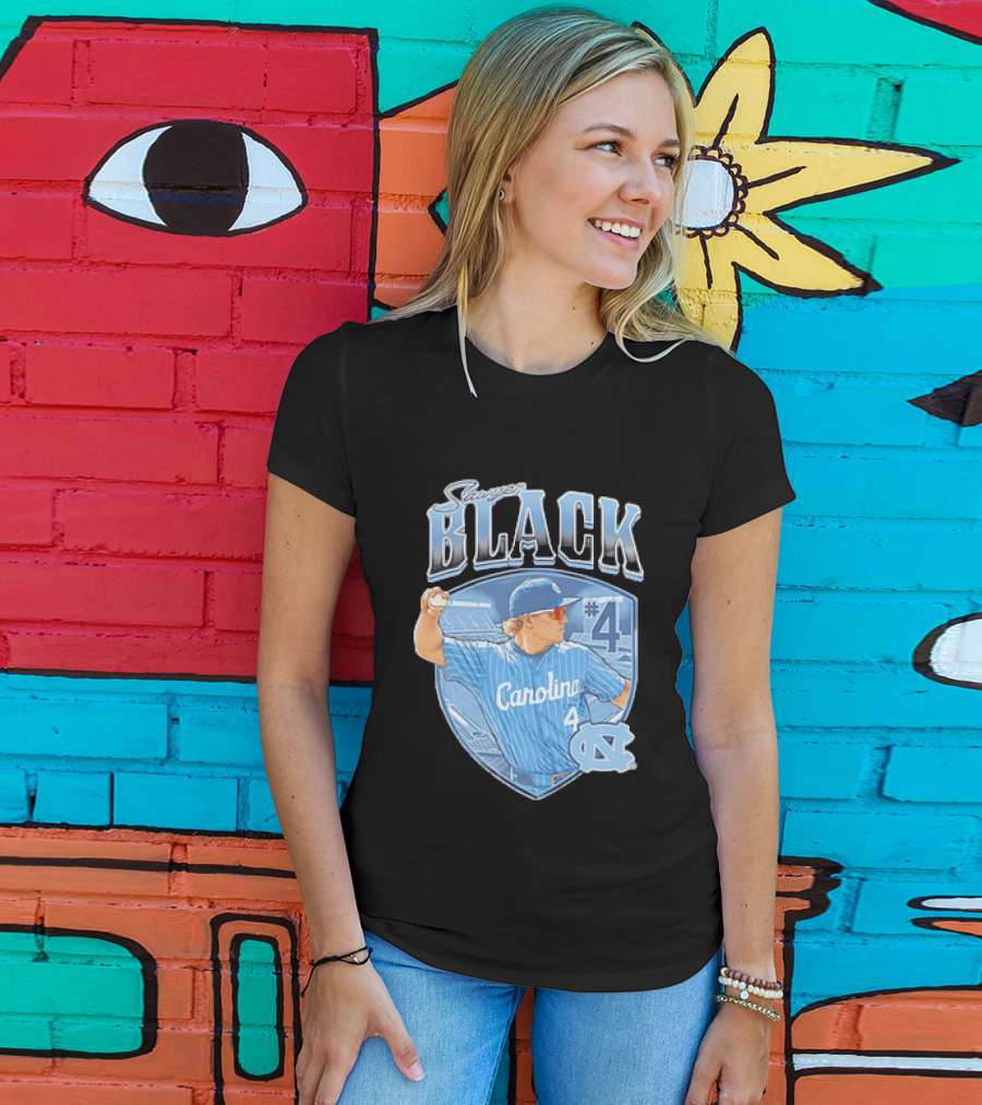 Sawyer Black Carolina Tar Heels #4 Baseball Player T-Shirt