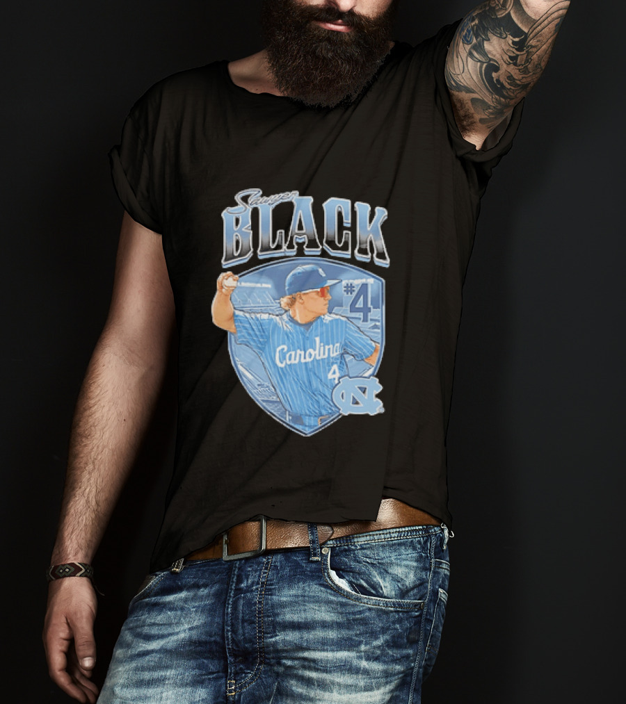 Sawyer Black Carolina Tar Heels #4 Baseball Player T-Shirt