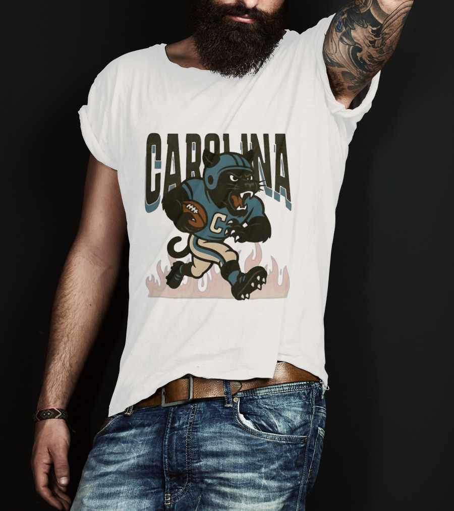 Carolina Panther Football Player Running With Ball T-Shirt