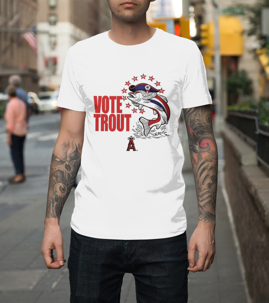 Los Angeles Angels Vote Trout Red Blue Star Fish T-Shirt