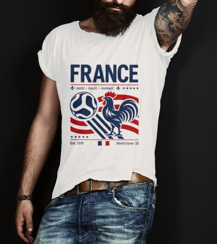 France Liberté Égalité Fraternité Est 1919 Rooster World Game '23 T-Shirt
