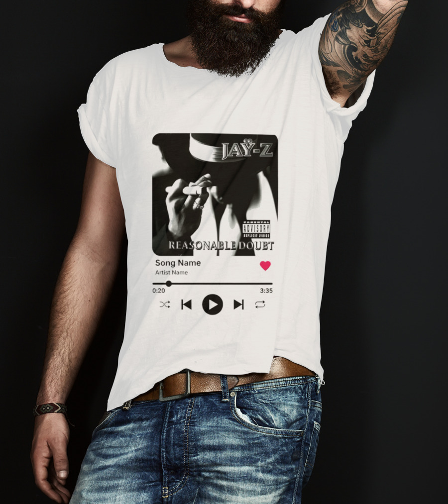 Jay Z Reasonable Doubt Song Name Artist Name Parental Advisory Explicit Content Iconic Album Cover T-Shirt