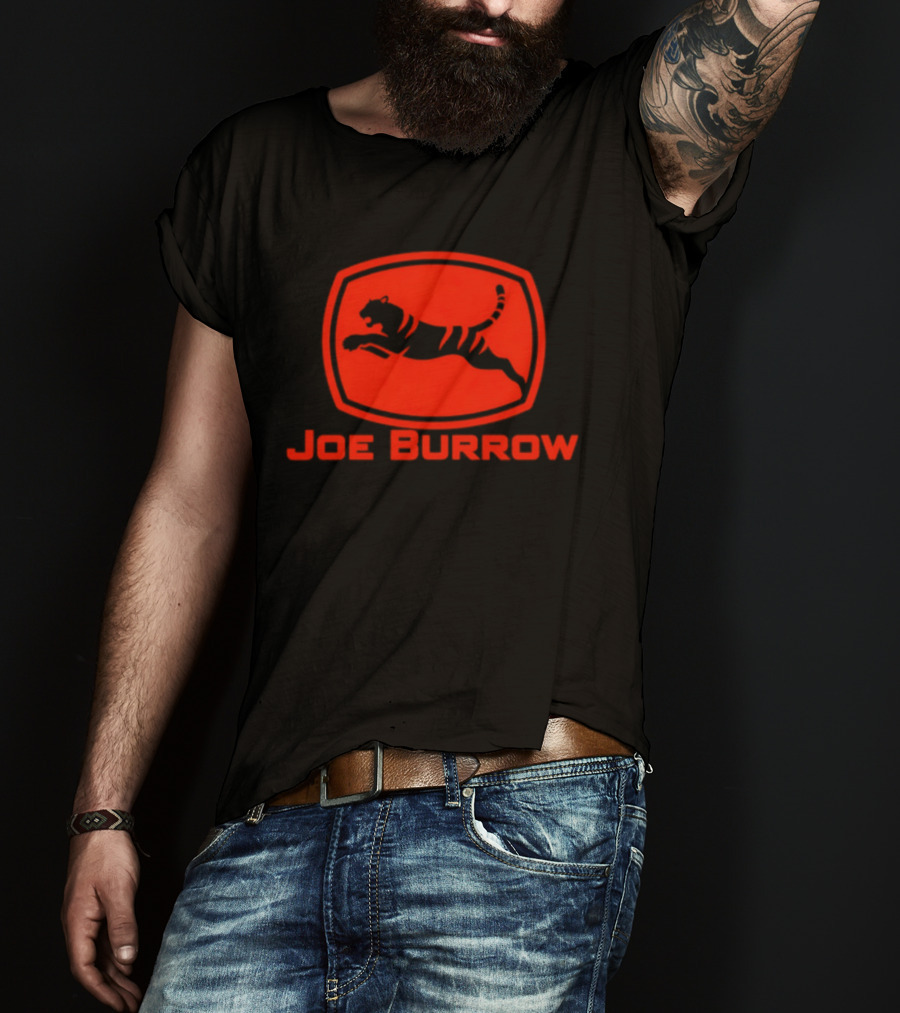 Joe Burrow Cincinnati Bengals Tractor Co Jumping Tiger Oval T-Shirt