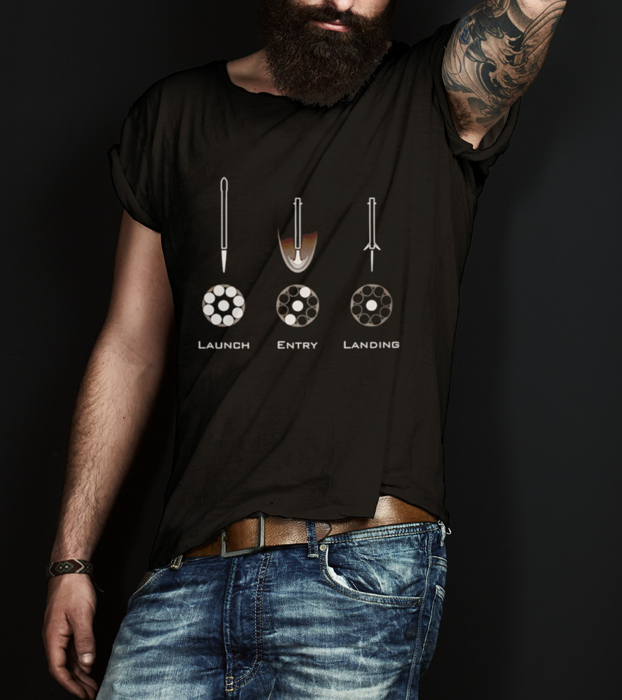 Launch Entry Landing Falcon Rocket Phases T-Shirt