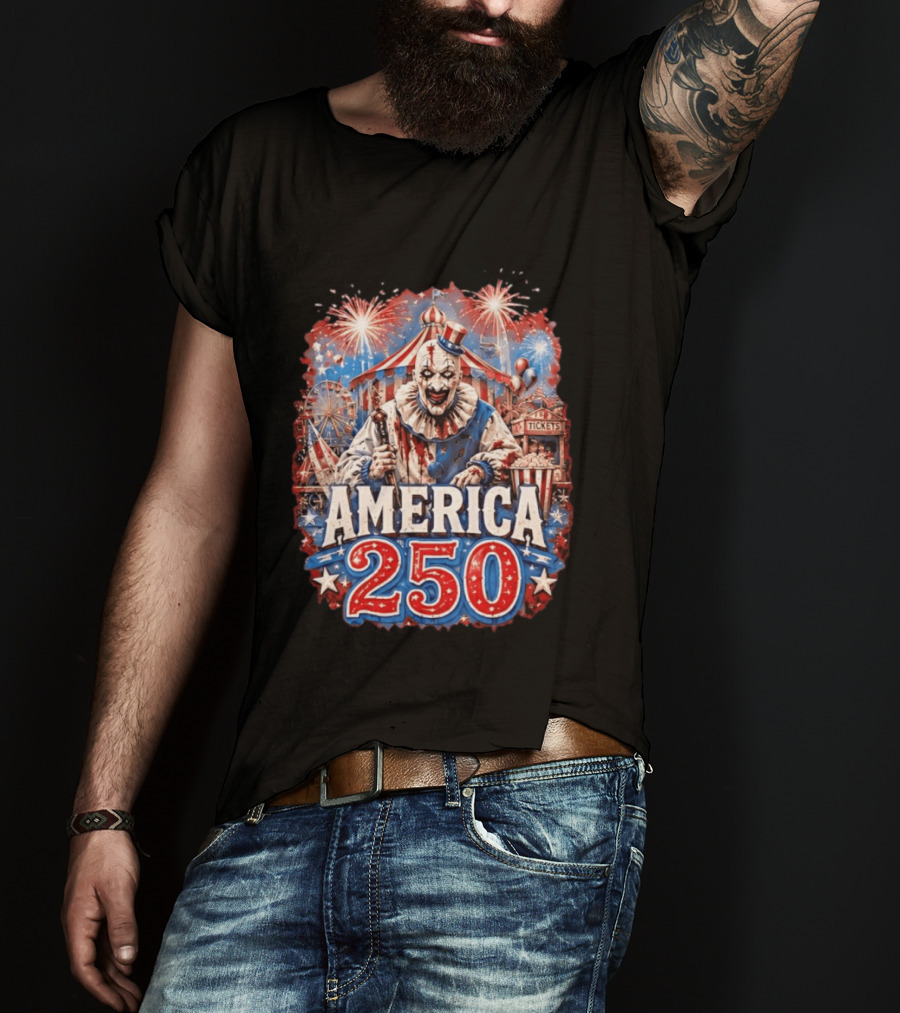America 250 Clown Terrifier Carnival Fireworks Celebration T-Shirt