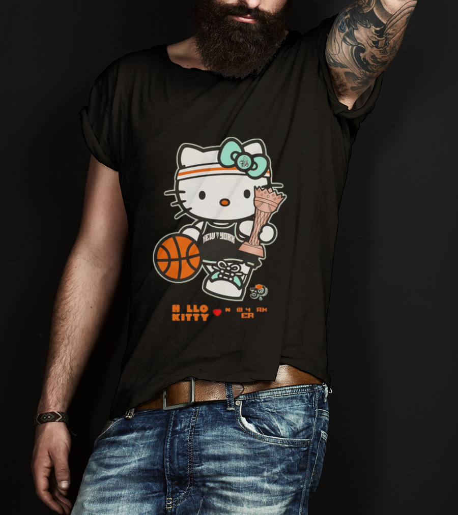 Hello Kitty New York Liberty 2026 WNBA Commissioner's Cup Basketball 30th Anniversary T-Shirt