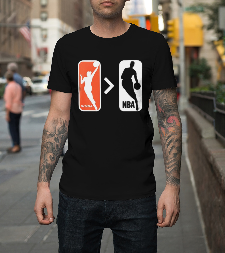 WNBA Logo Greater Than NBA Logo Comparison T-Shirt