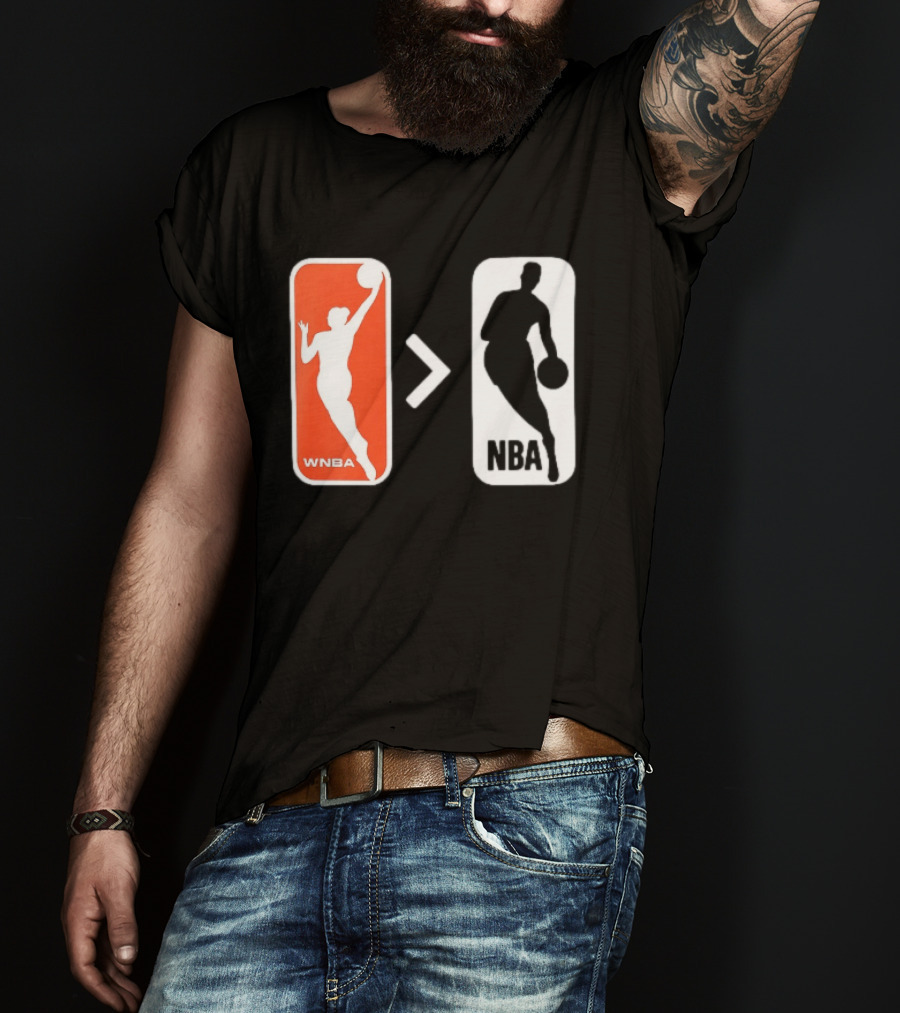 WNBA Logo Greater Than NBA Logo Comparison T-Shirt