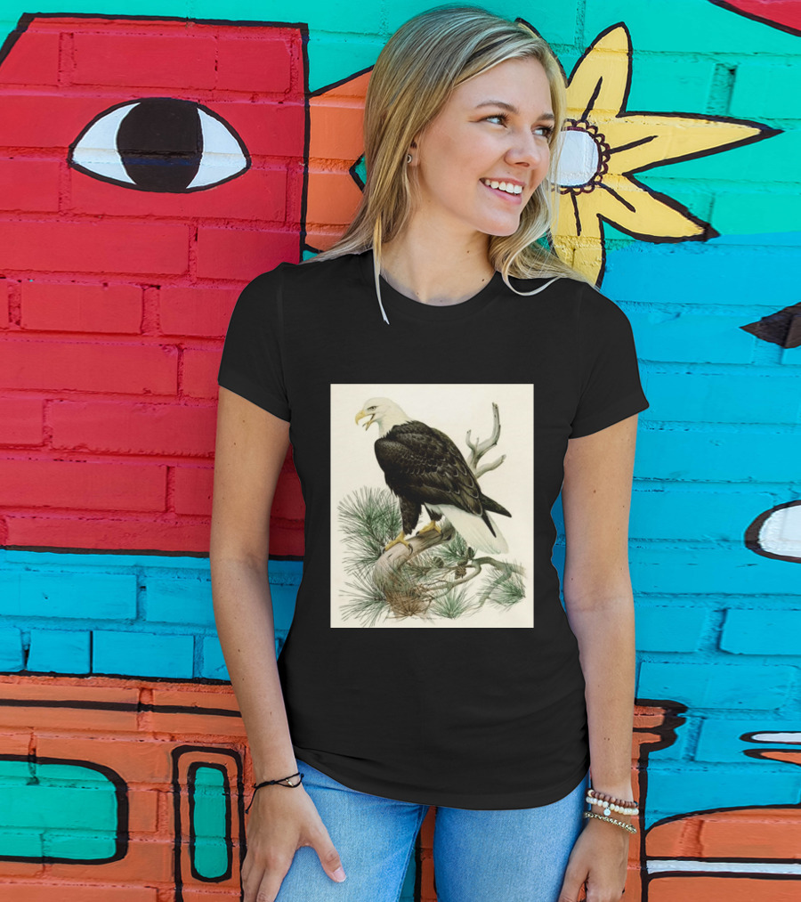 Roger Tory Peterson Bald Eagle Illustration On Stone Background 2026 T-Shirt