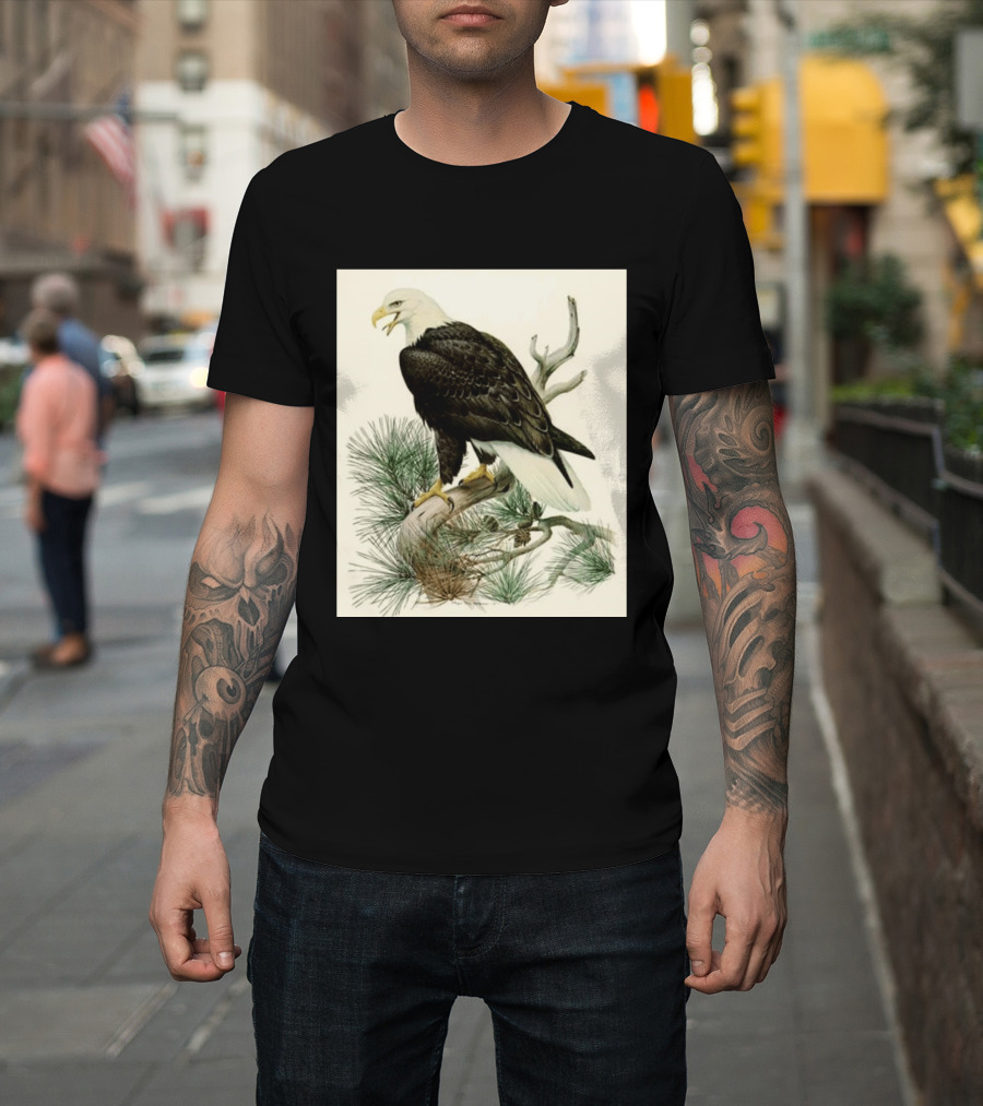 Roger Tory Peterson Bald Eagle Illustration On Stone Background 2026 T-Shirt