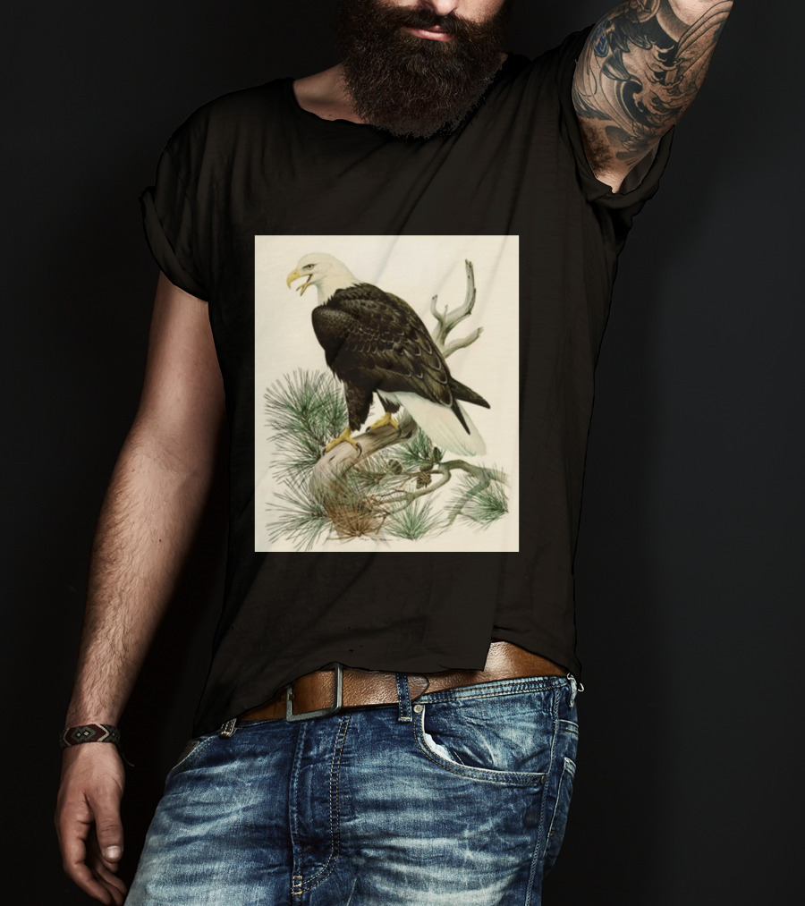 Roger Tory Peterson Bald Eagle Illustration On Stone Background 2026 T-Shirt