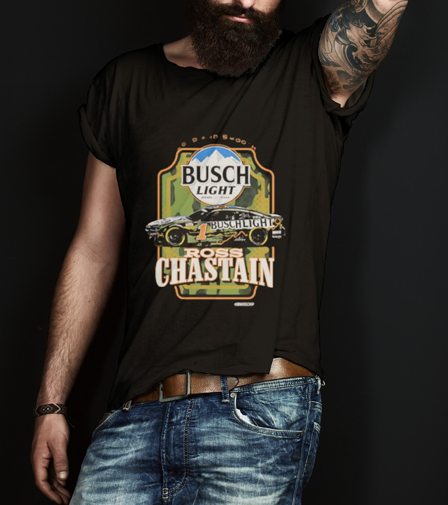 Ross Chastain No 1 Busch Light Cold And Smooth Racing Car Camouflage T-Shirt