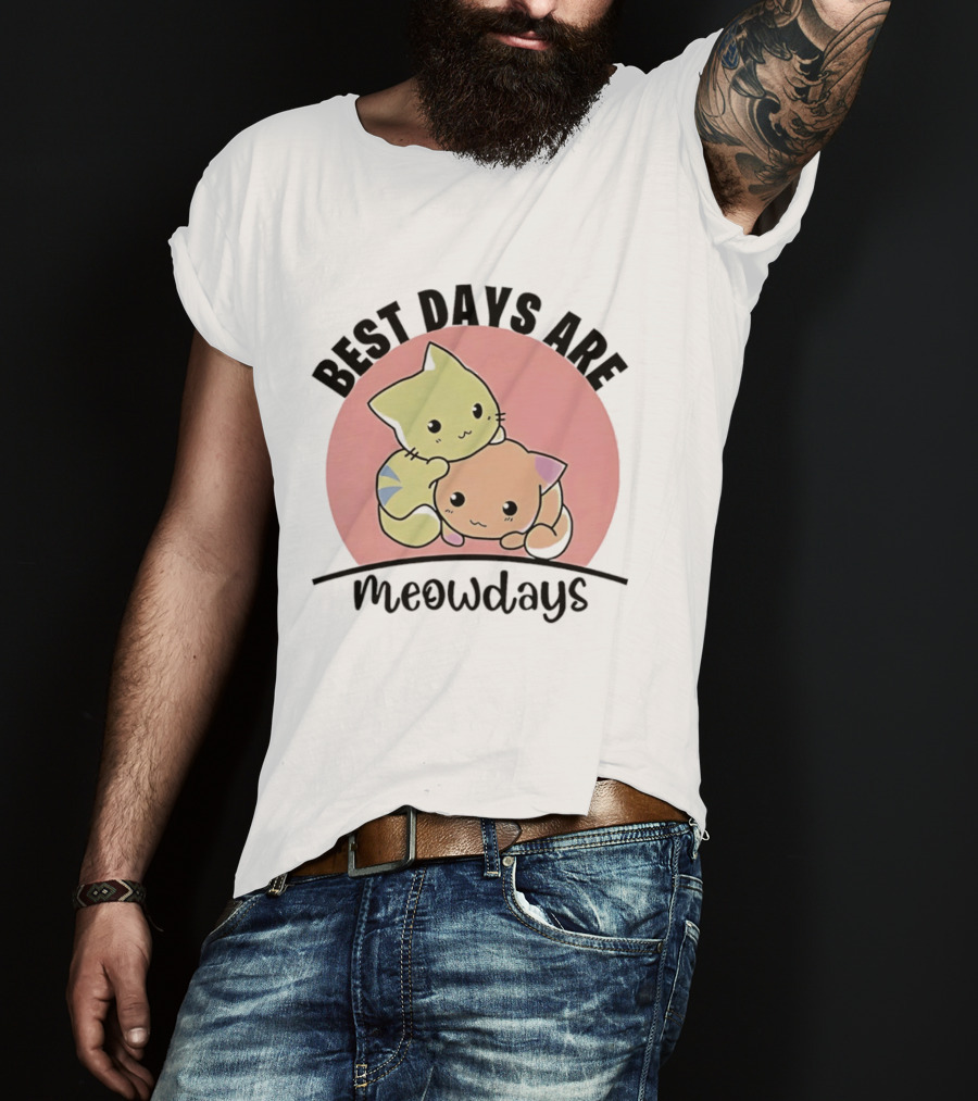 Best Days Are Meowdays Cute Cartoon Cats Hugging T-Shirt