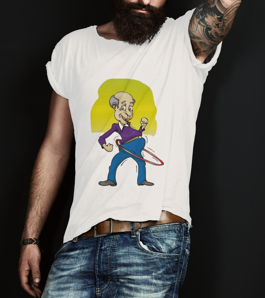 Elderly Man Hula Hooping Joyfully With Fist Pump T-Shirt