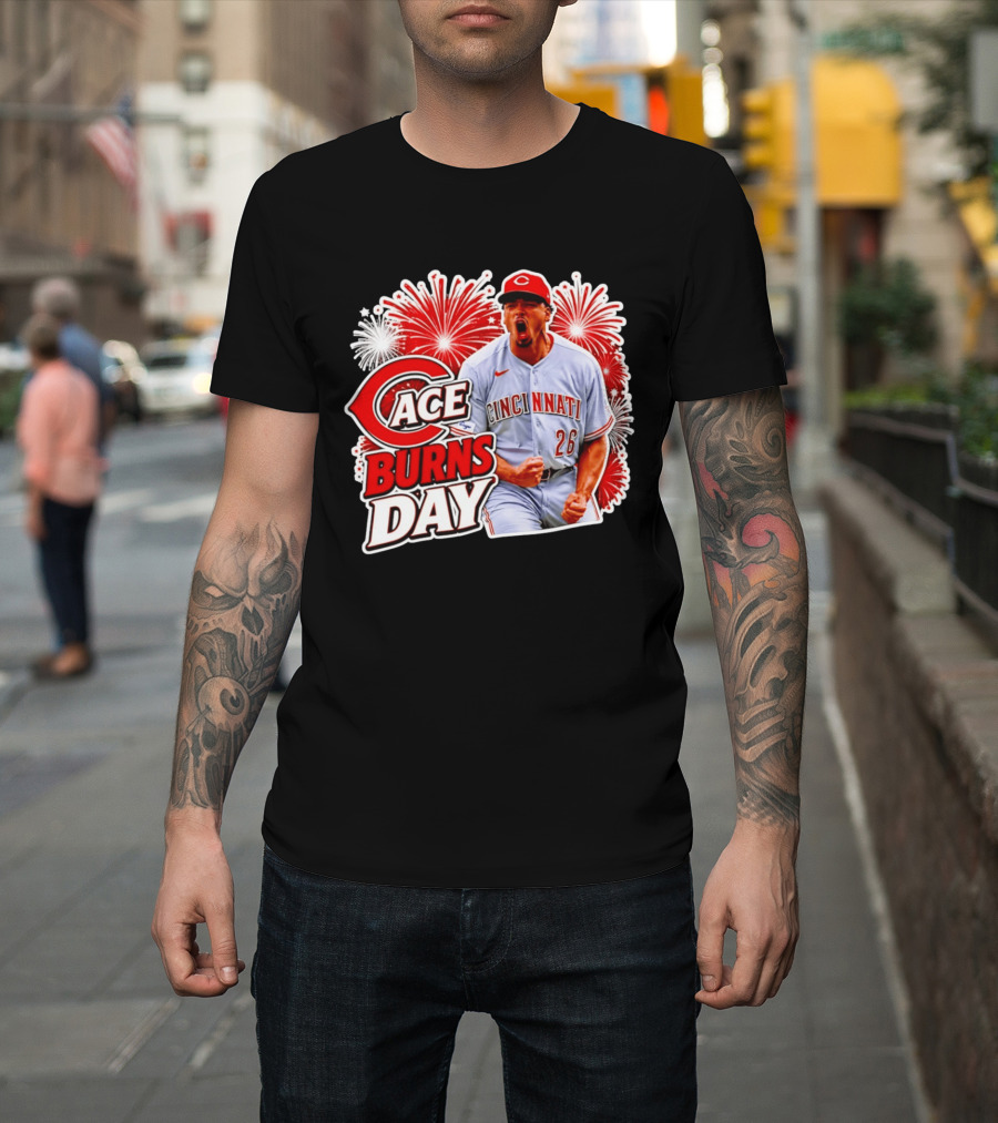Cincinnati Reds Ace Burns Day Celebration With Fireworks T-Shirt