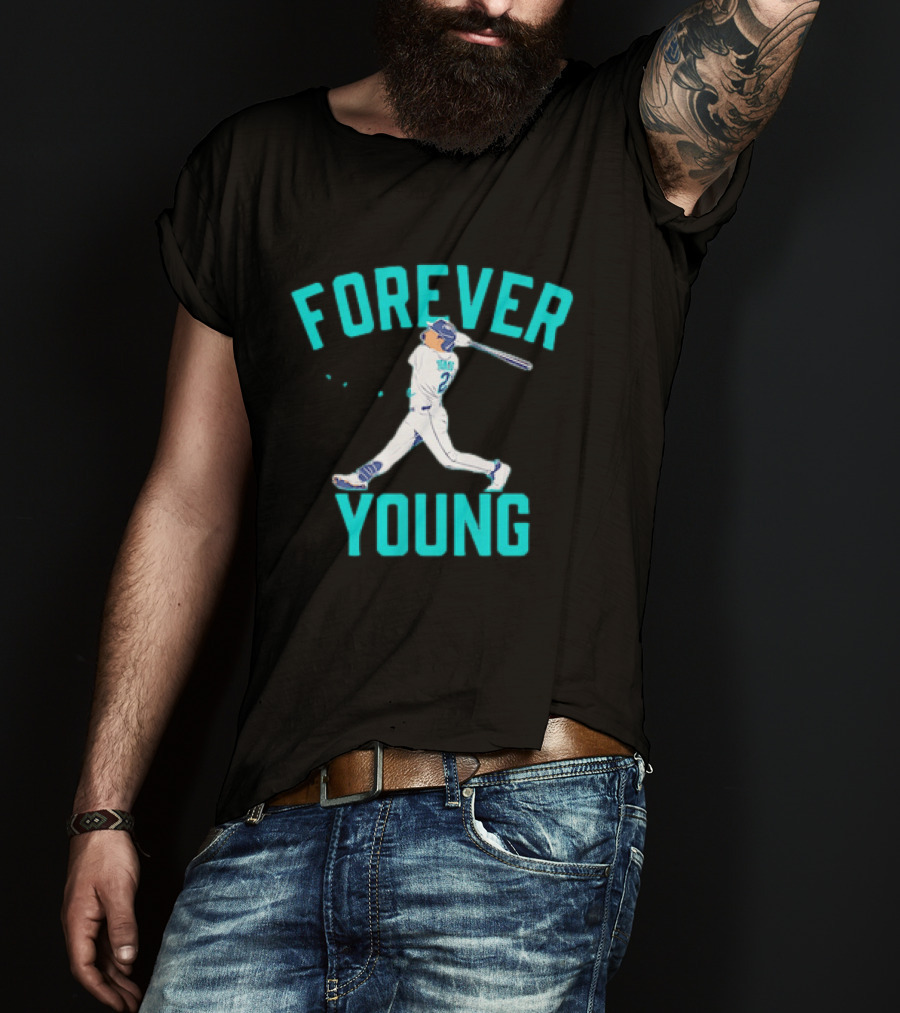 Forever Young Seattle Mariners Cole Young Swinging Baseball T-Shirt