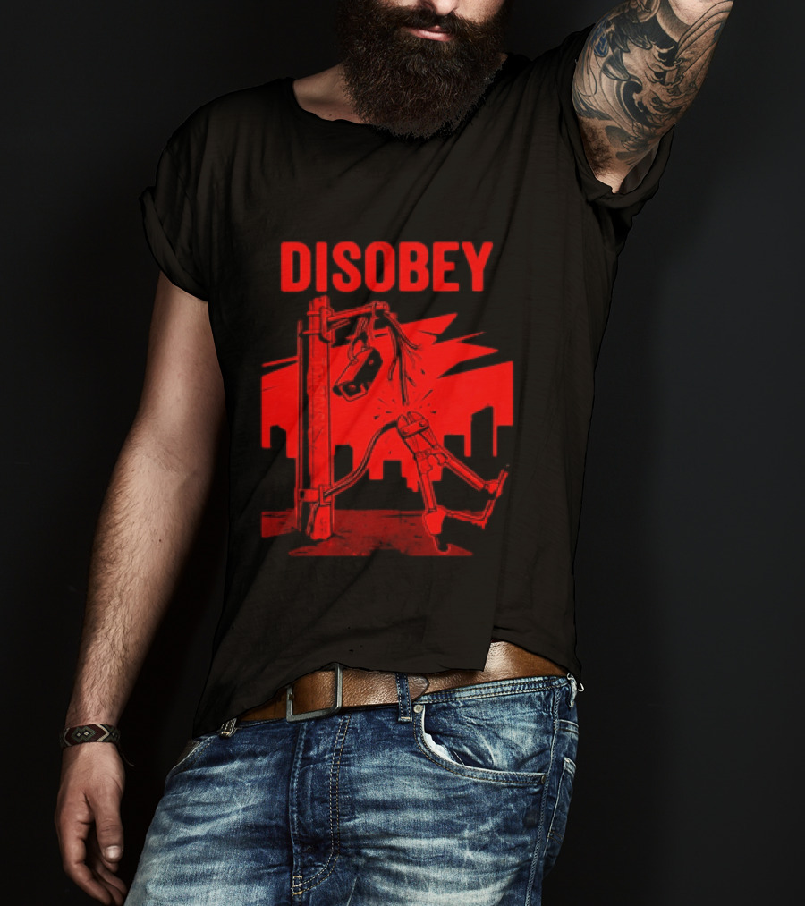 DISOBEY Surveillance Camera Wire Cutting Protest Stencil T-Shirt