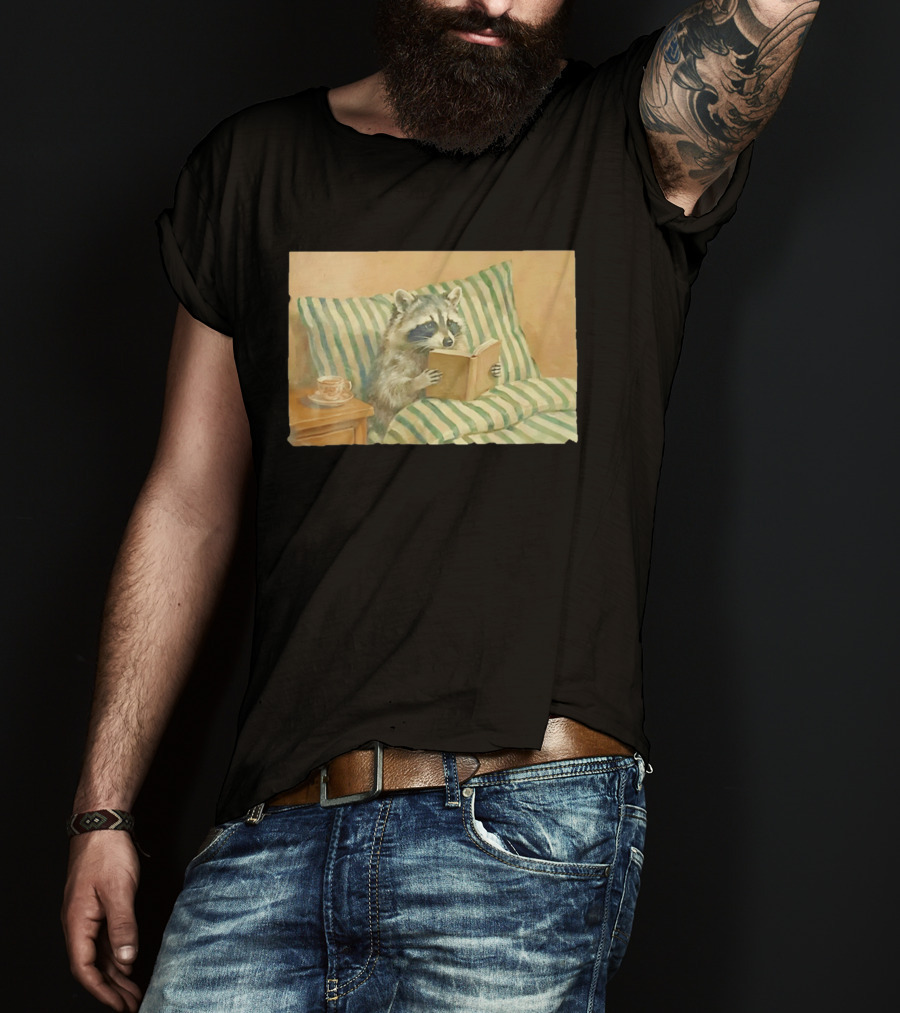 Probably Reading Trash Raccoon Bookworm Cozy T-Shirt