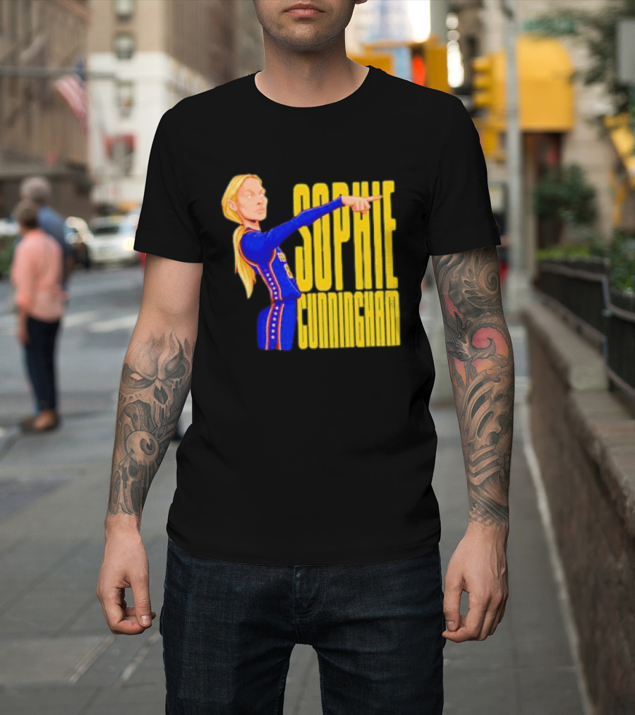 Sophie Cunningham Cartoon Indiana Fever Pointing T-Shirt