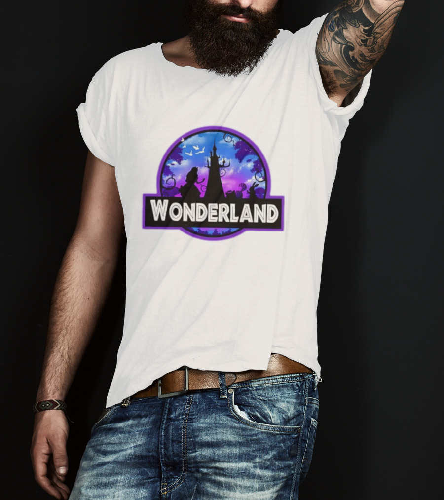 Alice Cheshire Cat White Rabbit Wonderland Disney Fantasy Adventure Movie T-Shirt