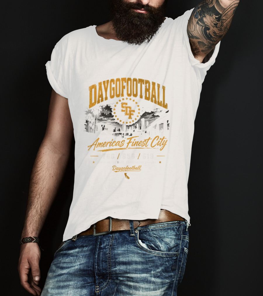 Daygo Football San Diego America's Finest City 760 858 619 California SDP Stadium T-Shirt